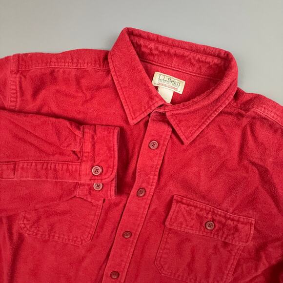L.L. Bean Red Chamois Shirt XL Heavyweight Cotton Button Up Workwear - Picture 1 of 9